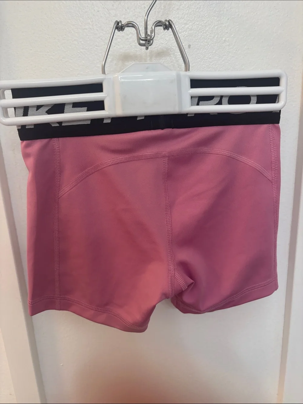 Nike Pink Girls' Stretch Athletic Bike Shorts with Black Waistband